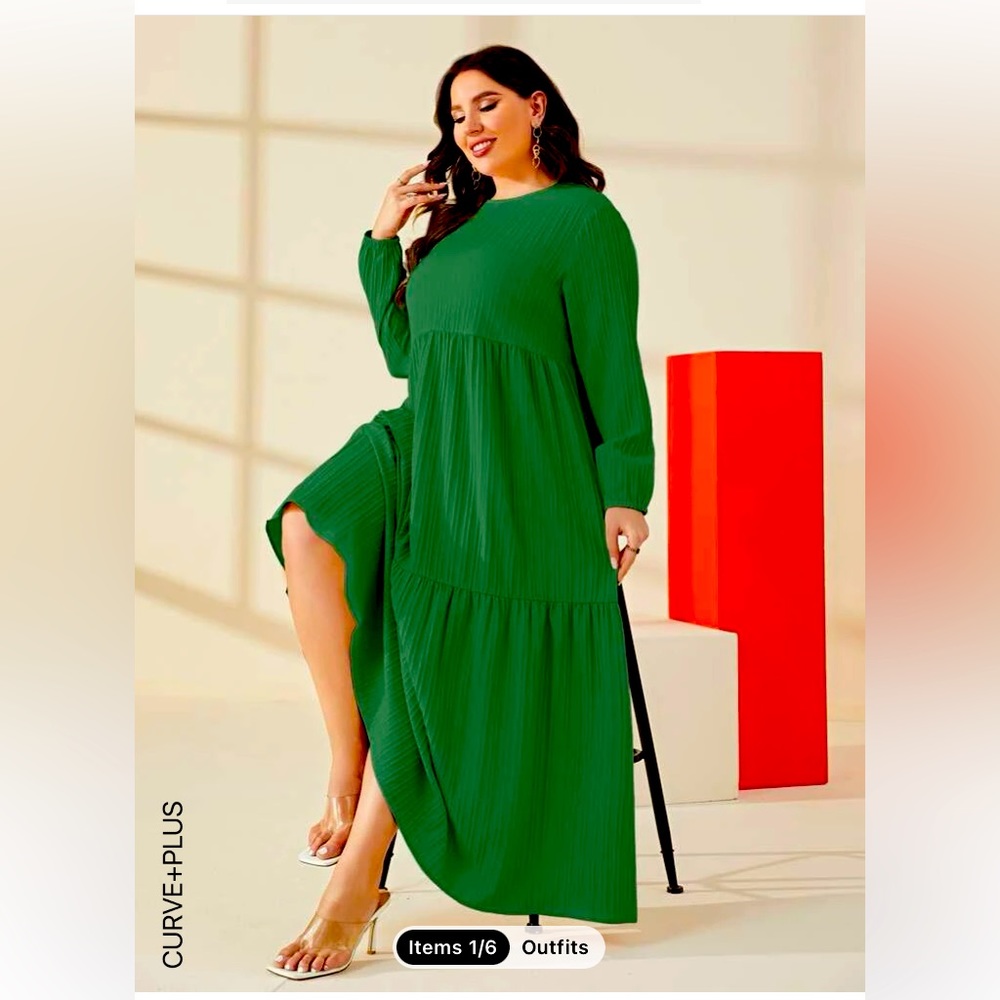 Plus Smock Ruffled Hem Dress - Picture 4 of 4